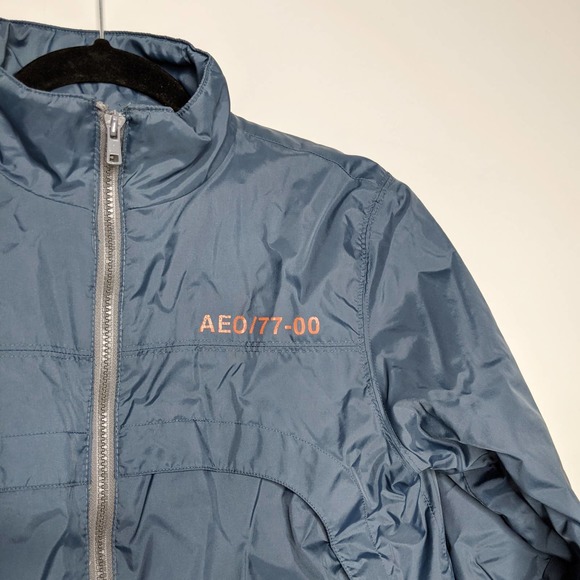 American Eagle Blue Nylon Full Zip Jacket Sz Medium - Picture 6 of 7